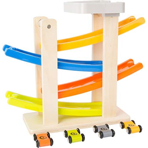 Rennbahn mit Parkdeck aus Holz – personalisierbar, inkl. 4 Autos | small foot