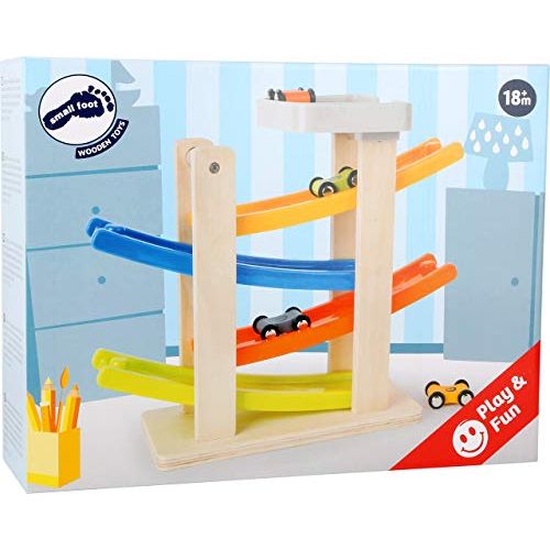 Rennbahn mit Parkdeck aus Holz – personalisierbar, inkl. 4 Autos | small foot