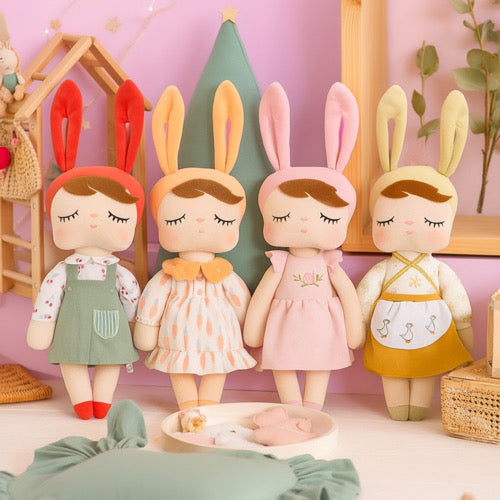 🧸 Metoo Kuschelpuppe mit Hasenohren – Weiche Stoffpuppe für Kinder, Babygeschenk & Dekoration