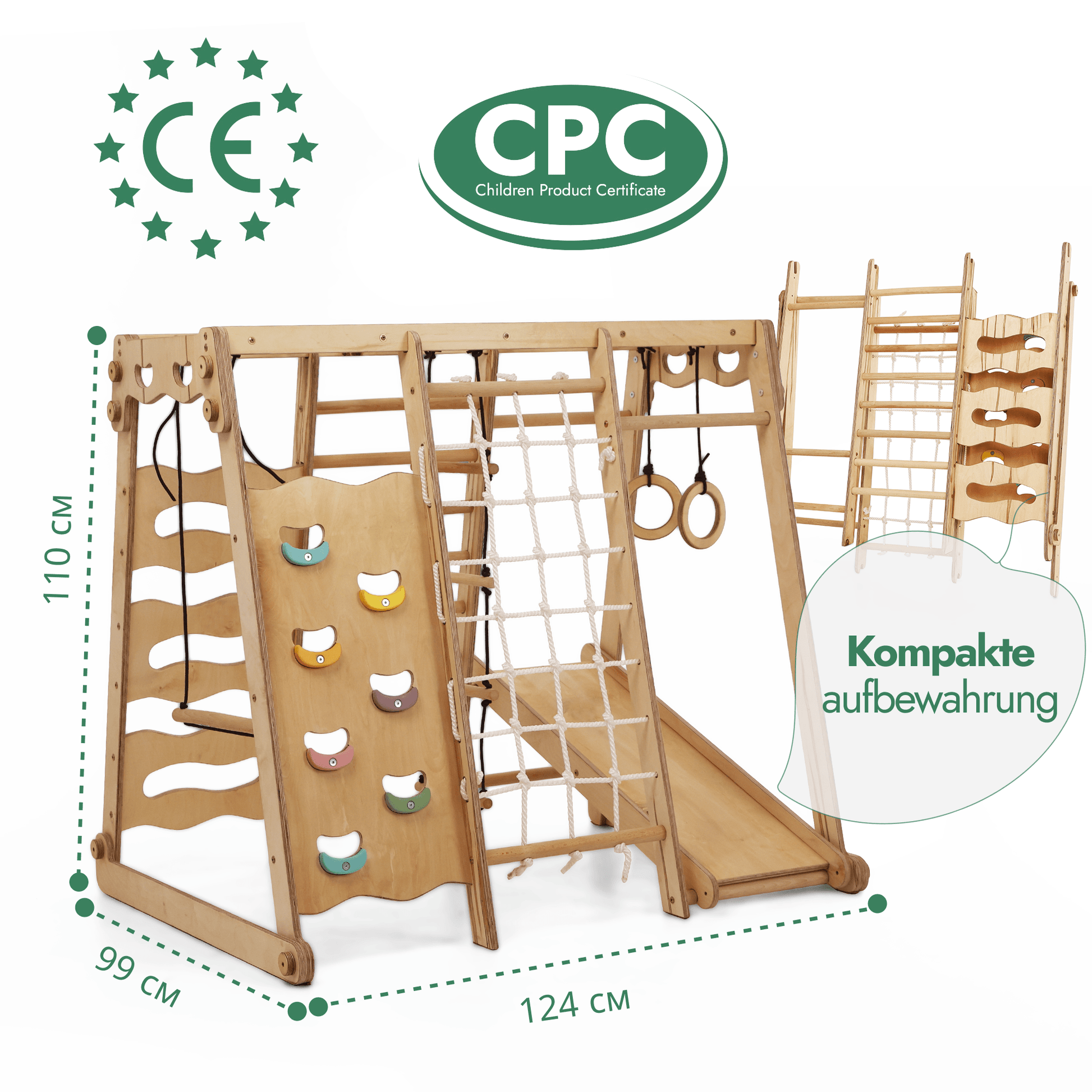6in1 Indoor-Spielplatz aus Holz für Kinder –  Schaukel, Rutsche, Seil und Treppe-1