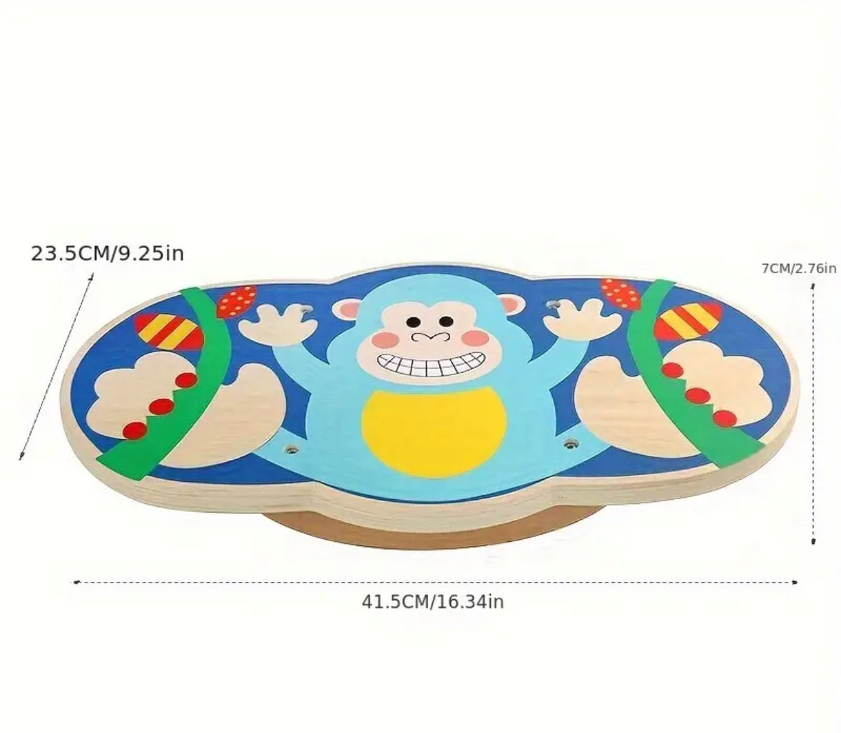 B-Ware 🐵 Farbenfrohes Holz-Balancebrett mit Cartoon-Affen-Design