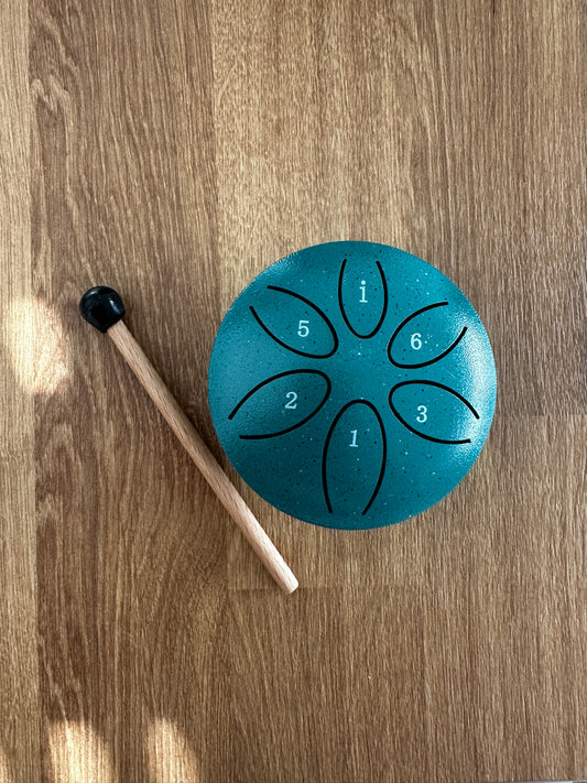 🌿 6-Ton Steel Tongue Drum – Mini Handpan aus Stahl in Grün