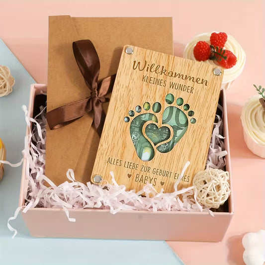 Holzgeschenk Bild „Willkommen KLEINES WUNDER“