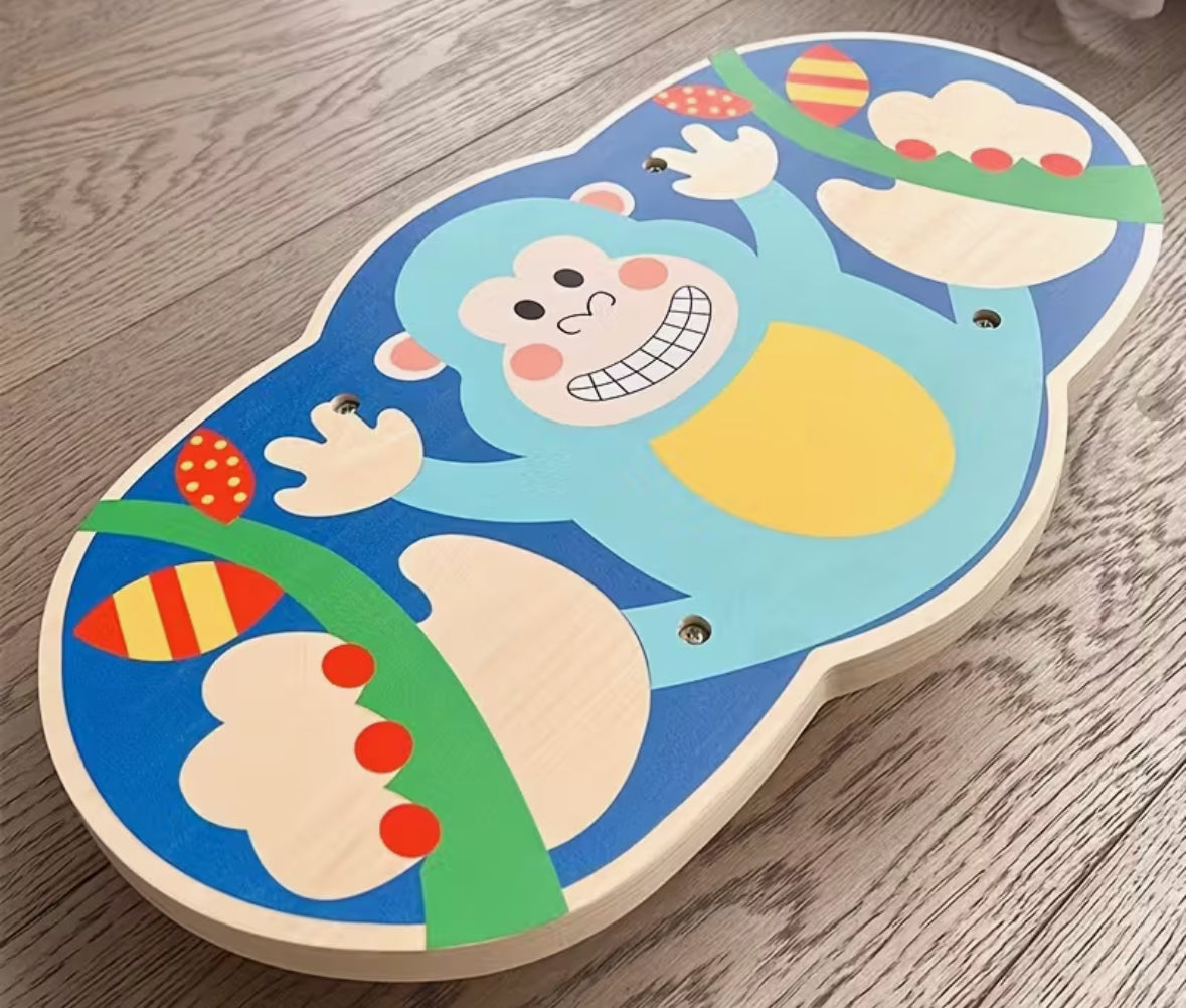 B-Ware 🐵 Farbenfrohes Holz-Balancebrett mit Cartoon-Affen-Design