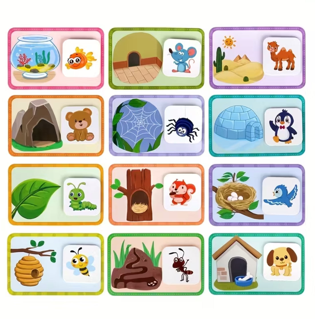 🌟 Lebendige Lernkarten für Vorschule & Kindergarten – Tierlebensraum-Matchspiele für spielerisches Lernen! 🌟