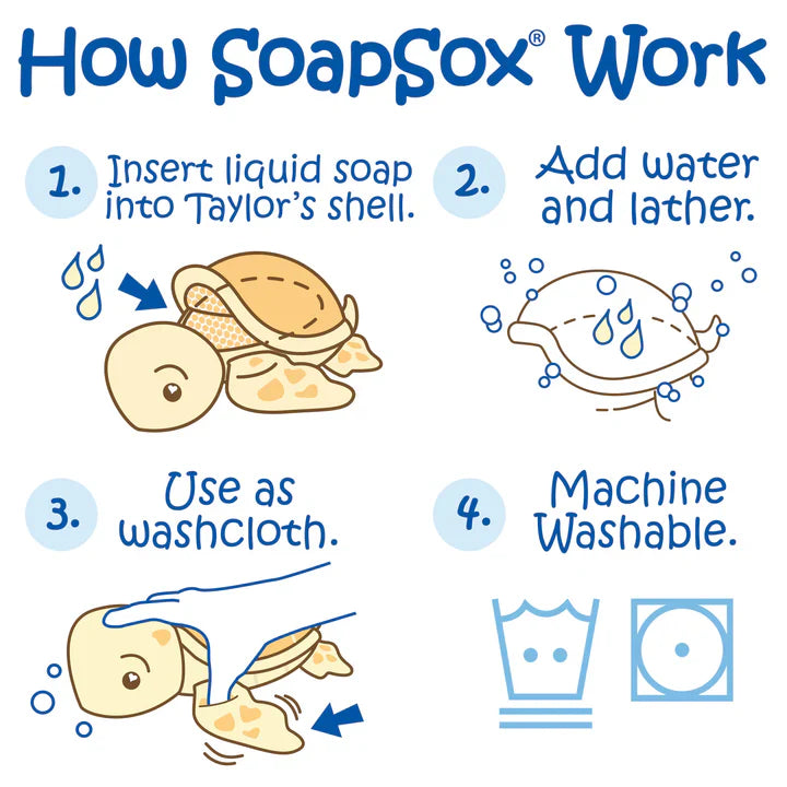 SoapSox Badeschwamm Schildkröte – weicher Waschfreund mit Seifenfach | ab 0 Jahren